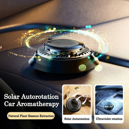 Ambientador portátil cinético para coche con energía solar, purificador de aire giratorio de doble anillo, difusor de fragancia de perfume