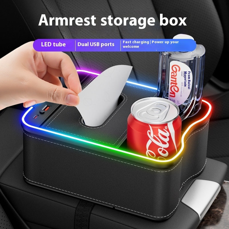 Caja de almacenamiento multifuncional para reposabrazos de coche