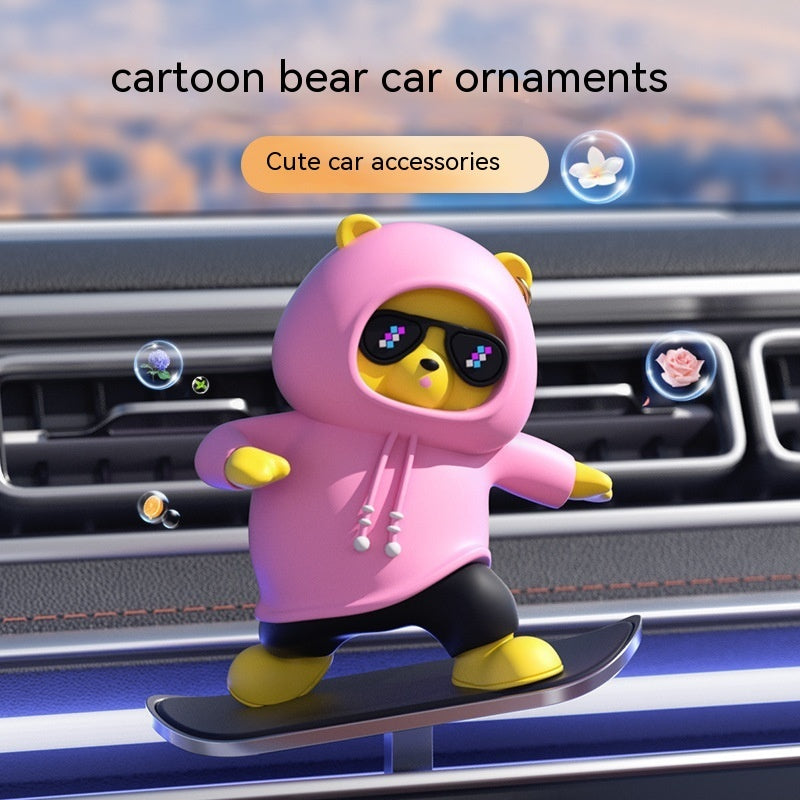 Decorazione per auto con orso mobile, cartone animato