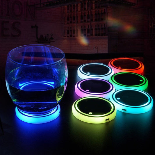 Portabicchieri colorato LED Light-up Coaster Solar &amp; USB Charging antiscivolo Coaster luce ambientale per auto automaticamente